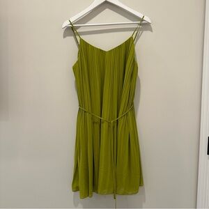 Oak Street Green Pleated Spaghetti Strap Tank Top Mini Dress Cocktail Colorful